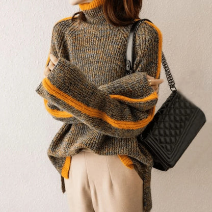 Women's Melange Turtleneck Sweater with Soft Texture