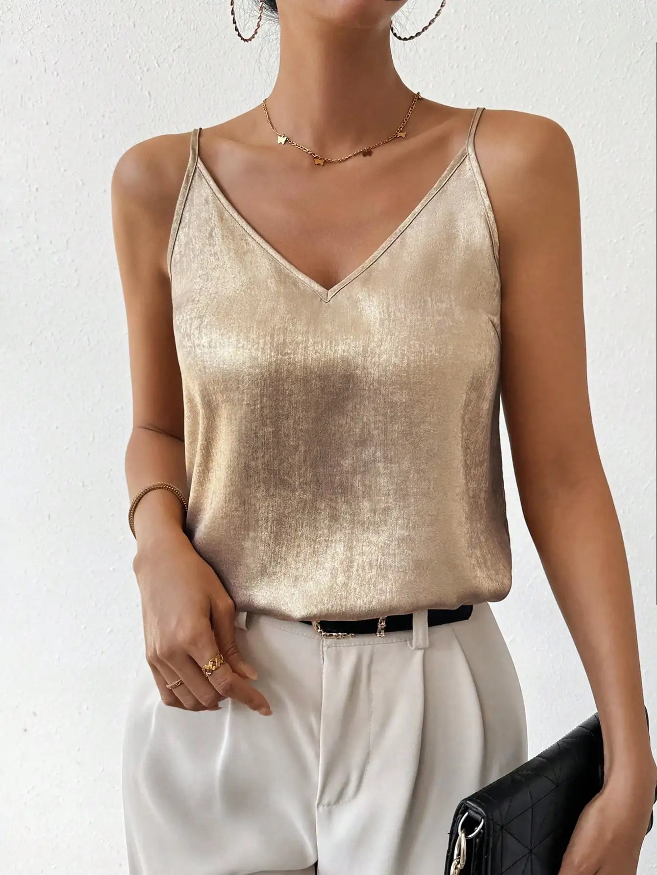 Women's Metallic V-Neck Tank Top