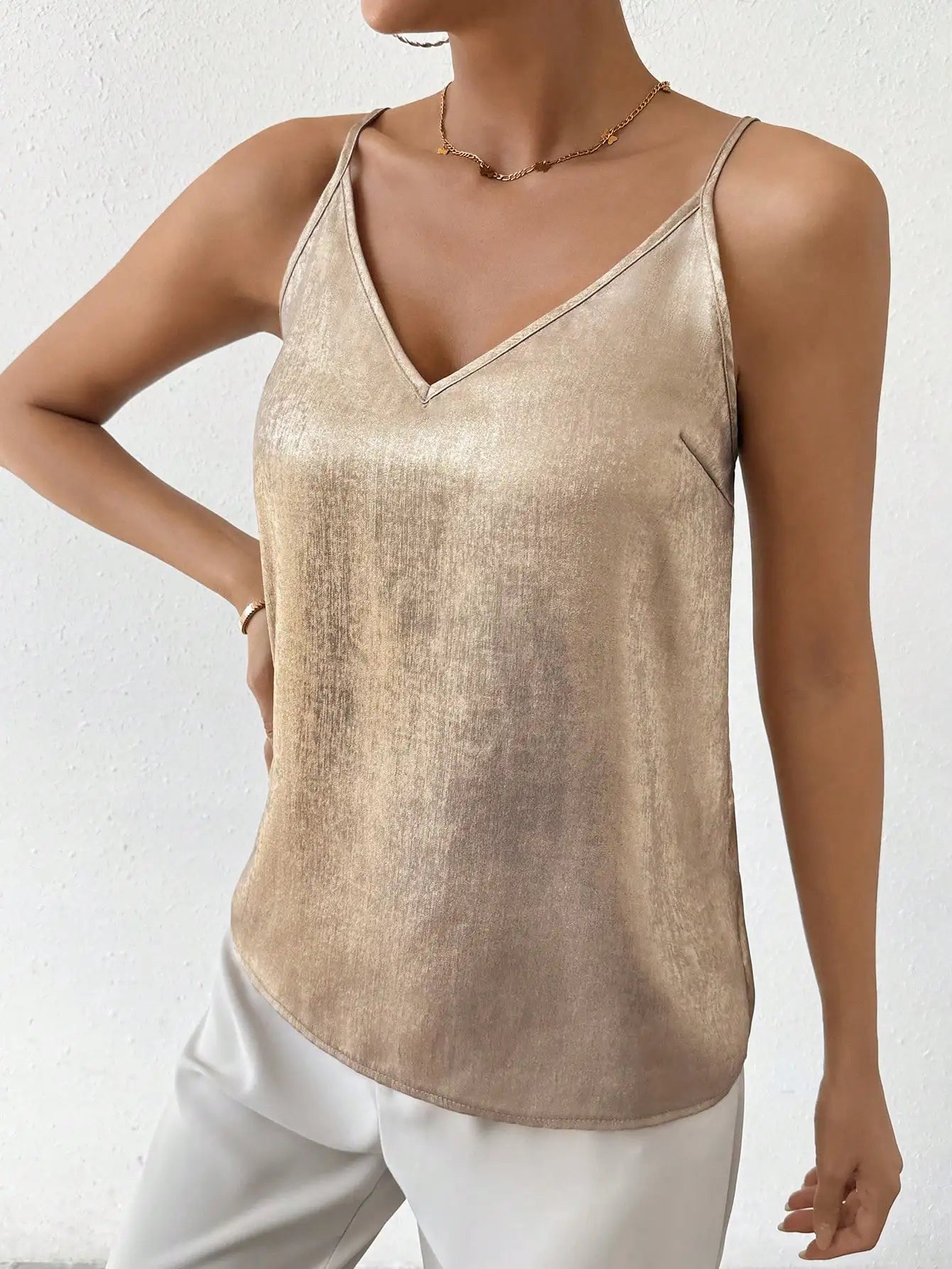 Women's Metallic V-Neck Tank Top