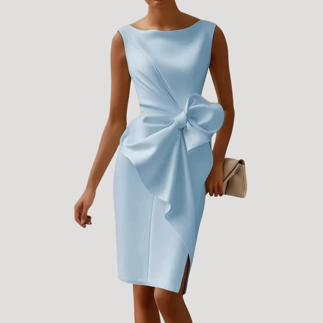 Women's Midi Cocktail Dress with Tie Detail
