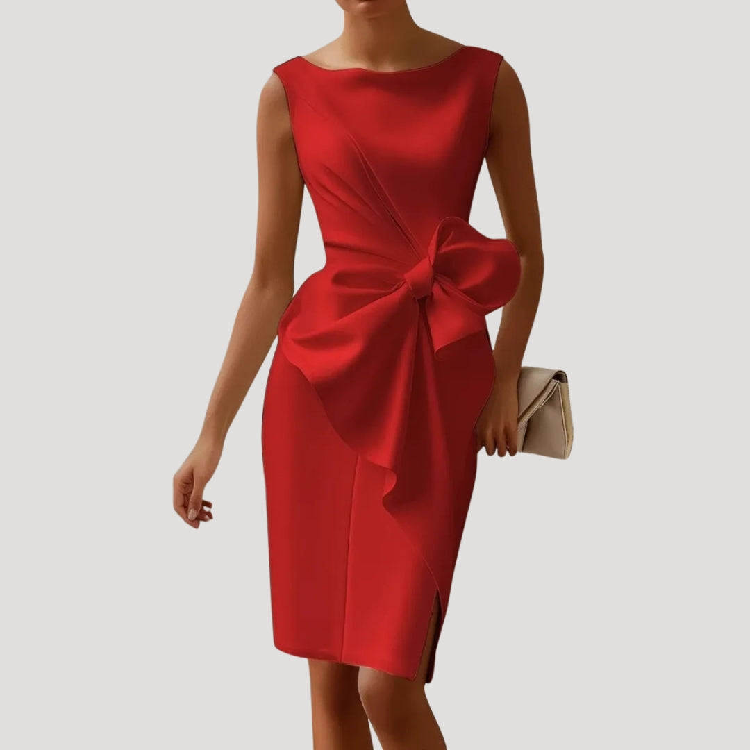 Women's Midi Cocktail Dress with Tie Detail