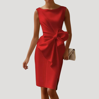 Women's Midi Cocktail Dress with Tie Detail