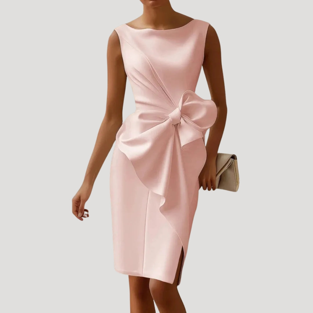Women's Midi Cocktail Dress with Tie Detail