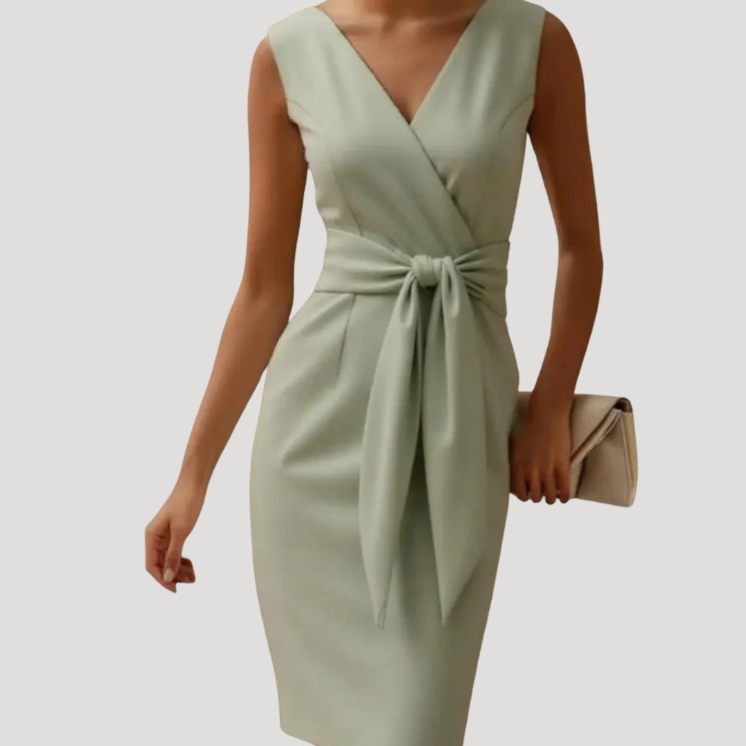 Women's Midi Cocktail Dress with Tie Detail