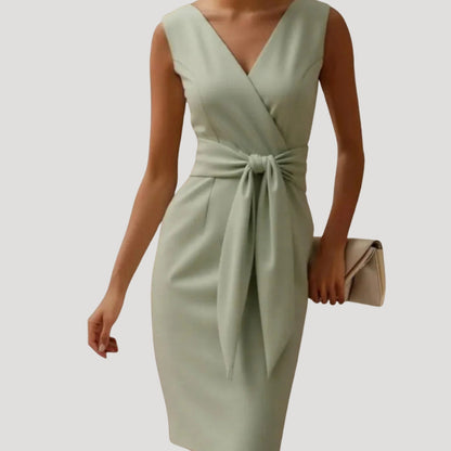 Women's Midi Cocktail Dress with Tie Detail