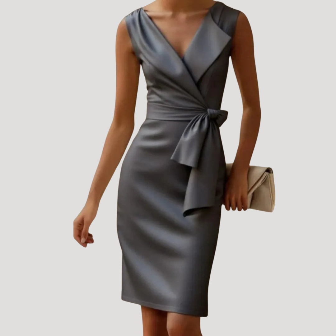 Women's Midi Cocktail Dress with Tie Detail