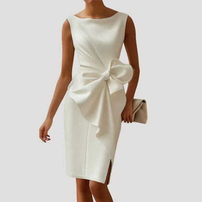 Women's Midi Cocktail Dress with Tie Detail