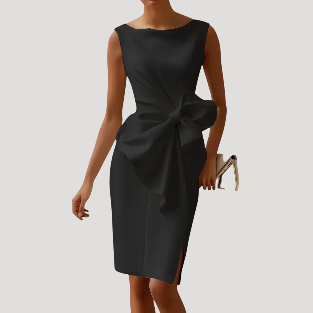 Women's Midi Cocktail Dress with Tie Detail