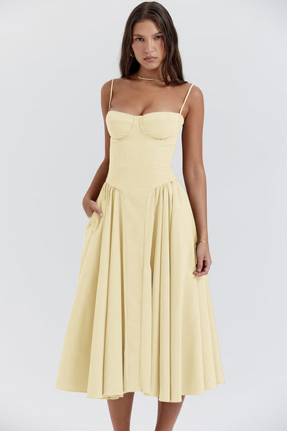 Women's Midi Dress with Corset Detail