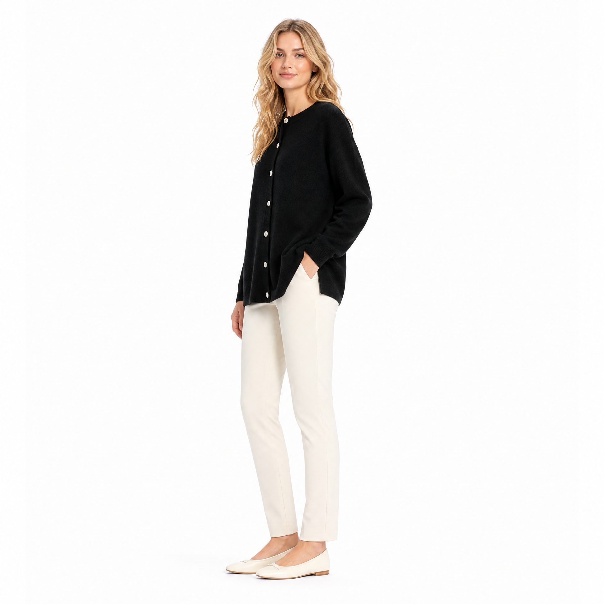 Women's O-Neck Cardigan for Autumn Layering