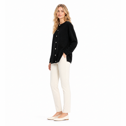 Women's O-Neck Cardigan for Autumn Layering