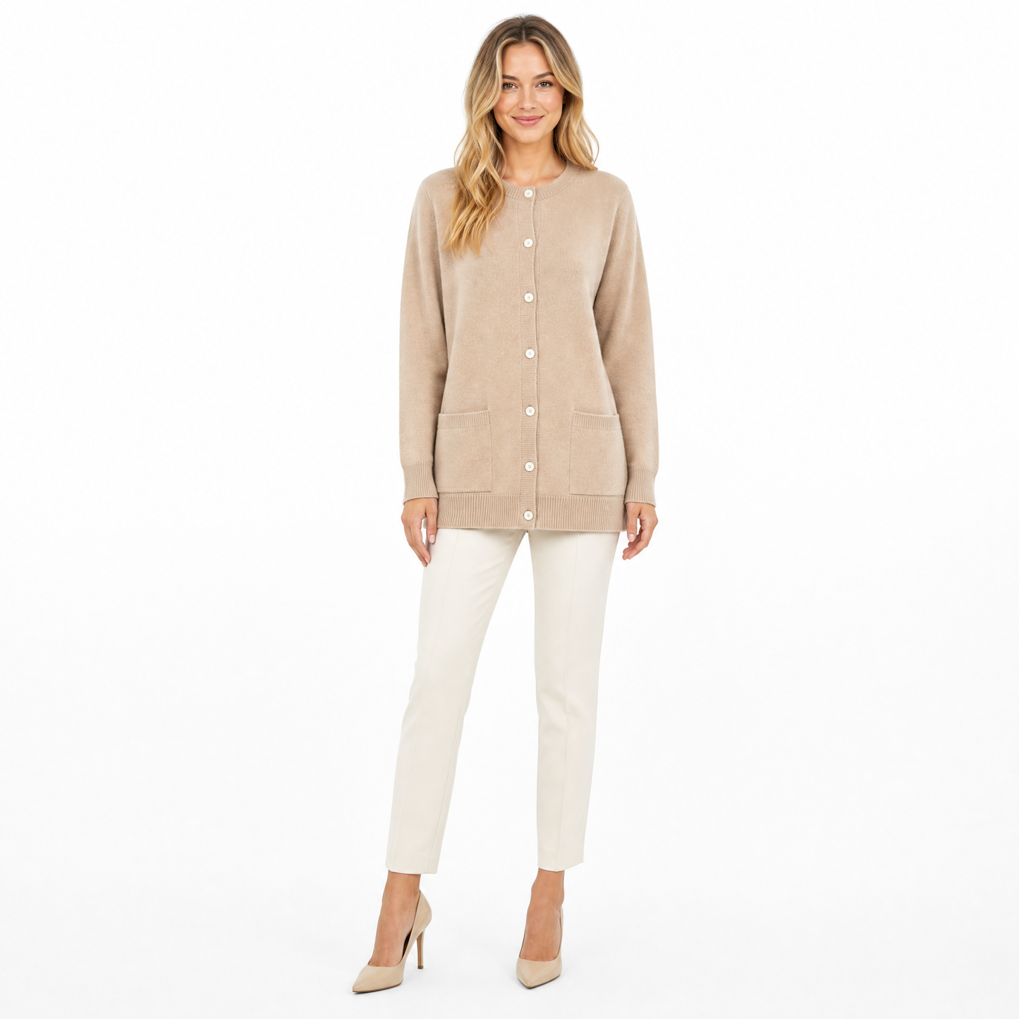 Women's O-Neck Cardigan for Autumn Layering