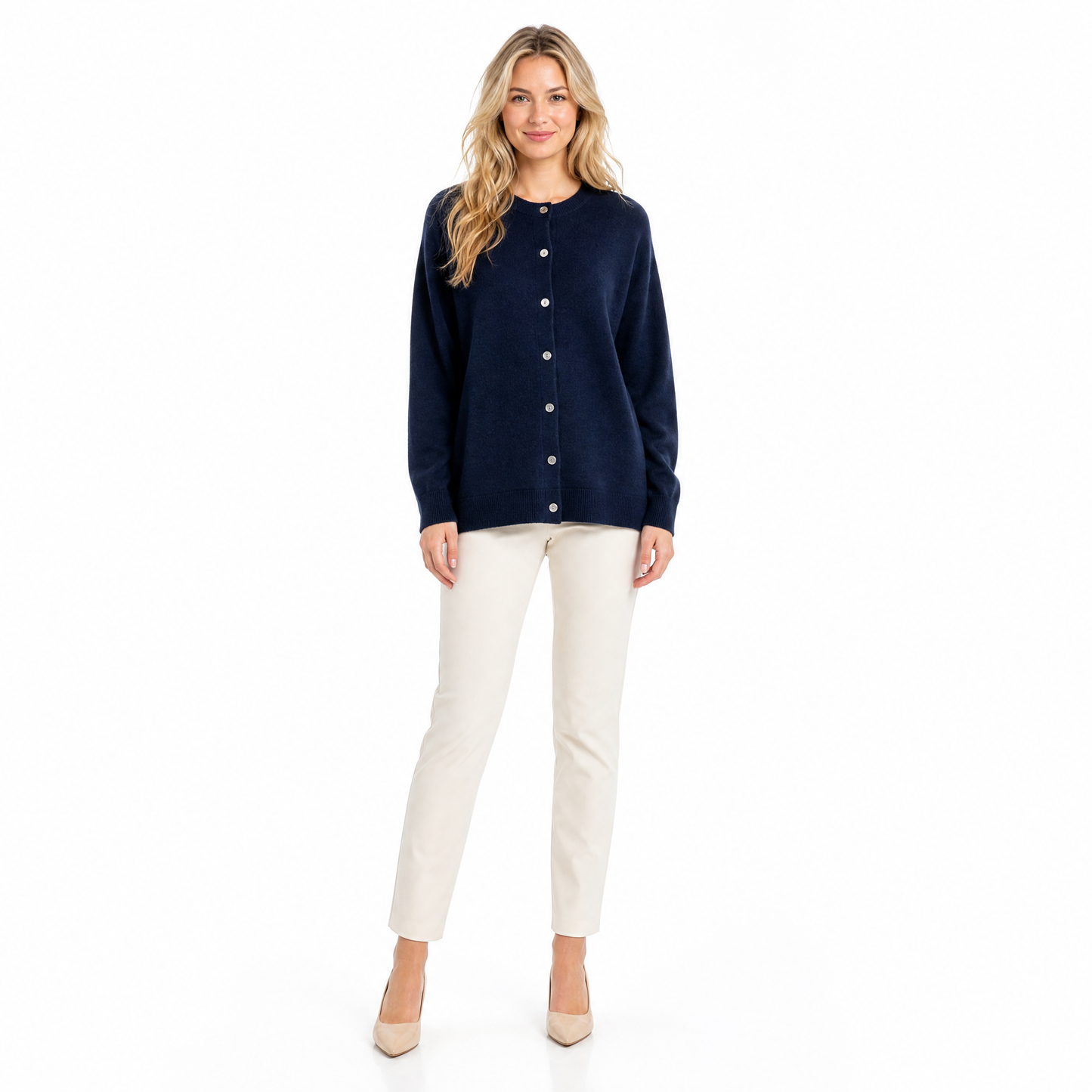 Women's O-Neck Cardigan for Autumn Layering