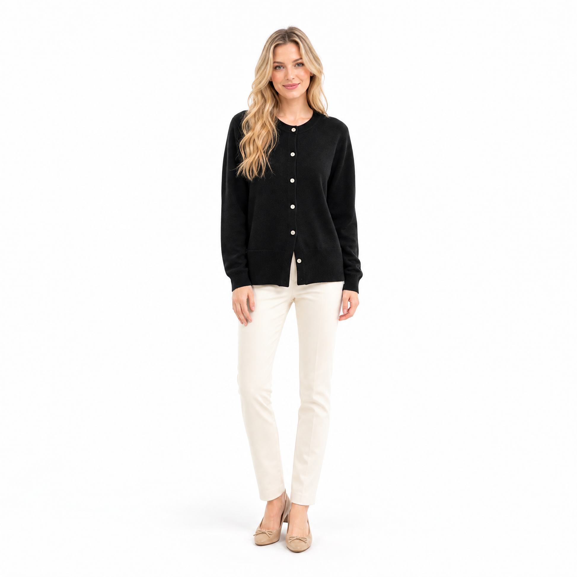Women's O-Neck Cardigan for Autumn Layering