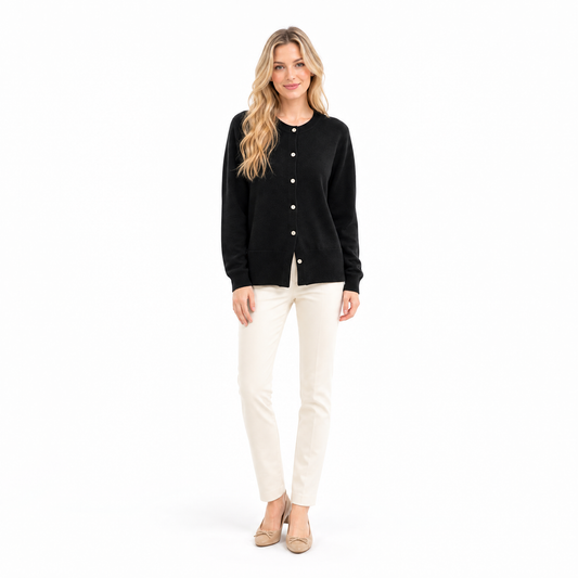 Women's O-Neck Cardigan for Autumn Layering