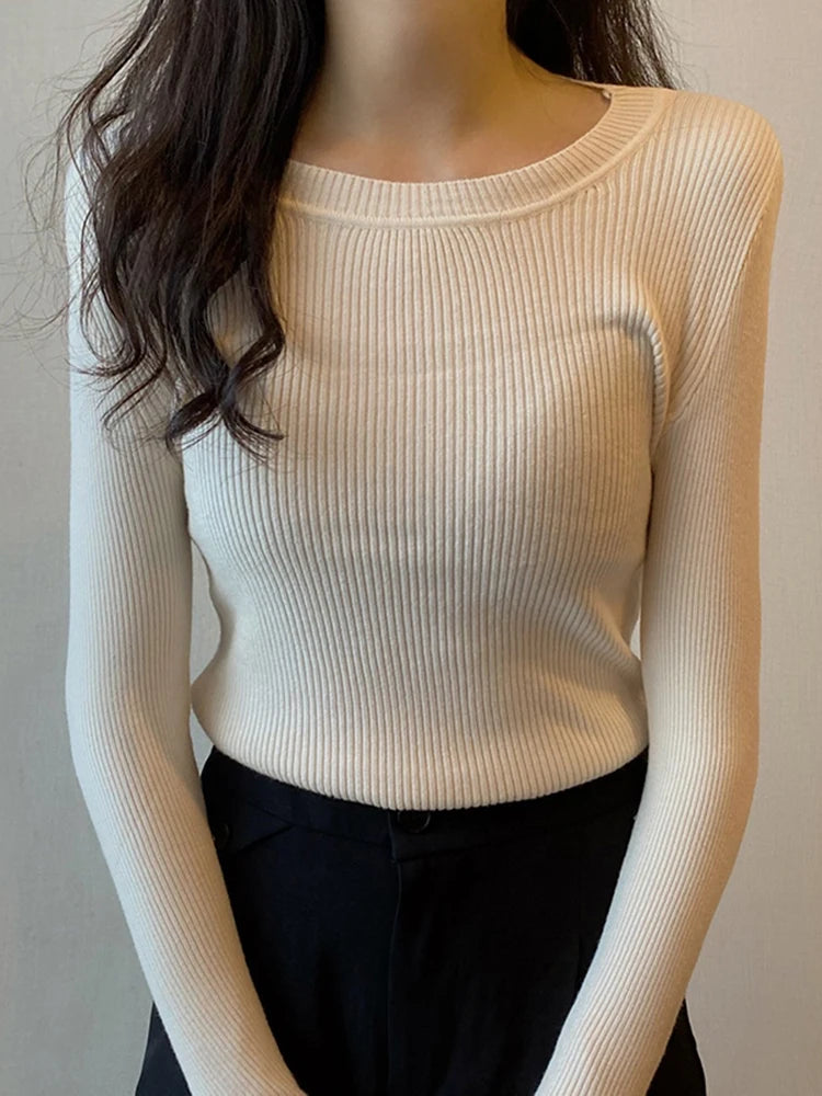 Women's O-Neck Long Sleeve Sweater for Autumn and Winter
