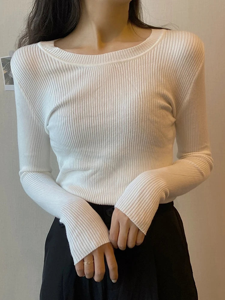 Women's O-Neck Long Sleeve Sweater for Autumn and Winter