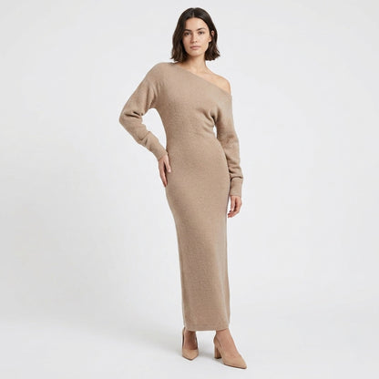Women's Off-Shoulder Knit Maxi Dress
