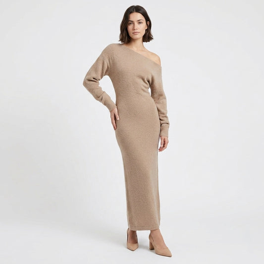 Women's Off-Shoulder Knit Maxi Dress