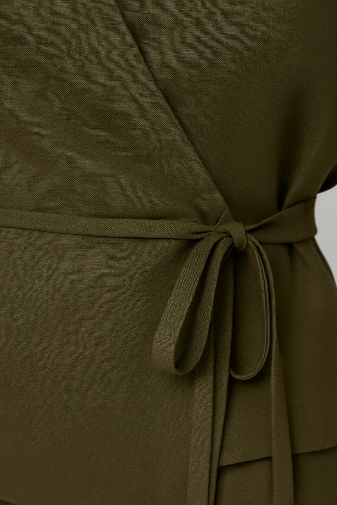 Women's Olive Green Wrap Top and Wide-Leg Trouser Set
