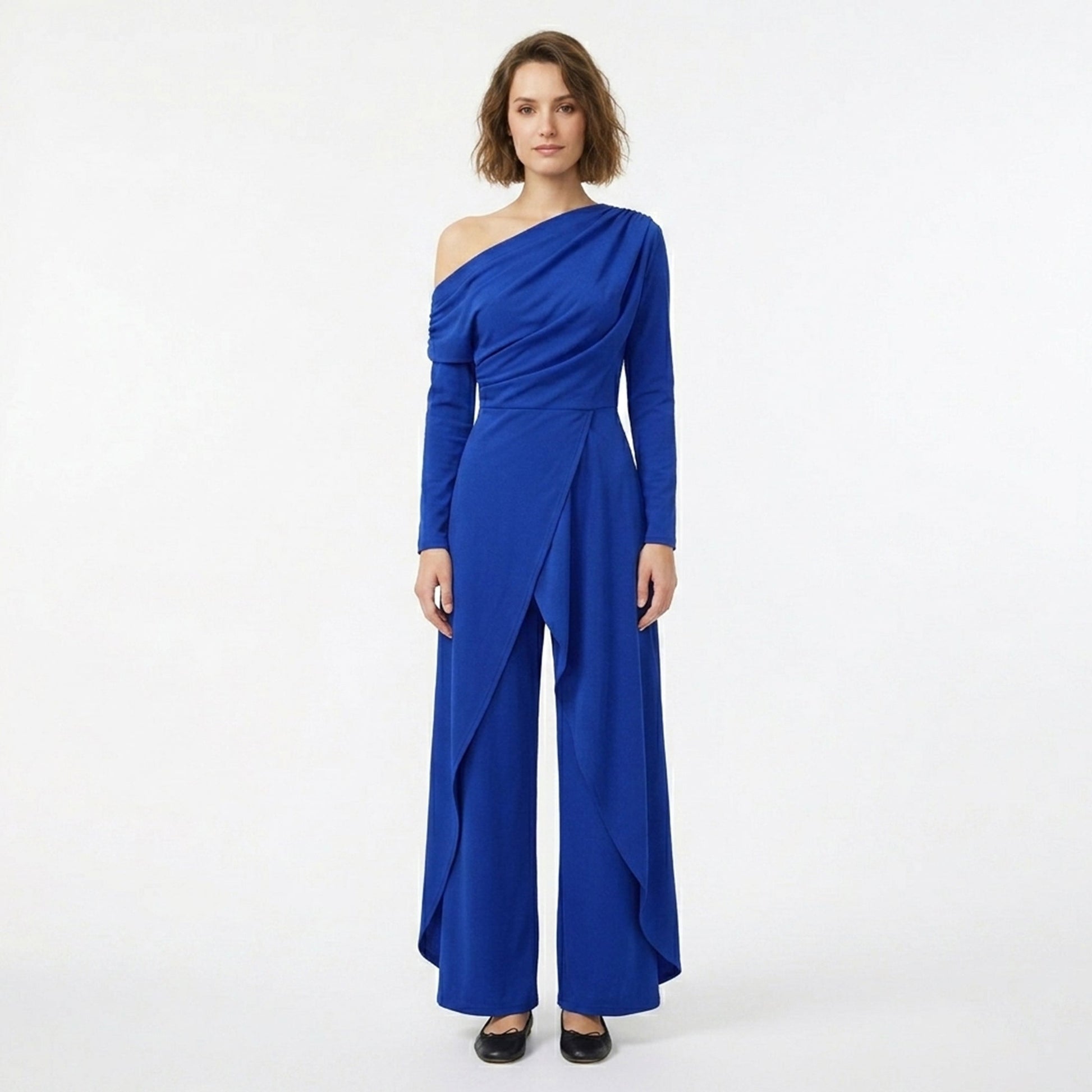 Women's One-Shoulder Draped Jumpsuit