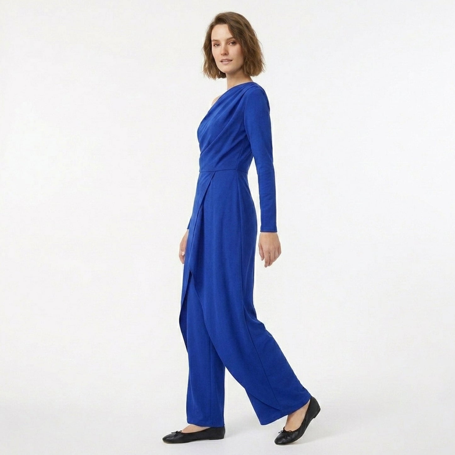 Women's One-Shoulder Draped Jumpsuit