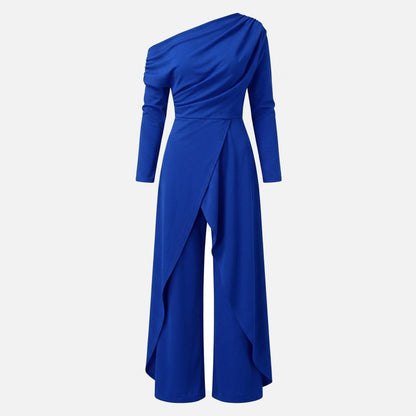 Women's One-Shoulder Draped Jumpsuit
