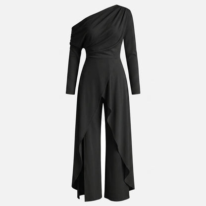Women's One-Shoulder Draped Jumpsuit