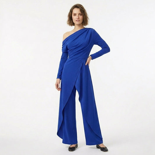 Women's One-Shoulder Draped Jumpsuit