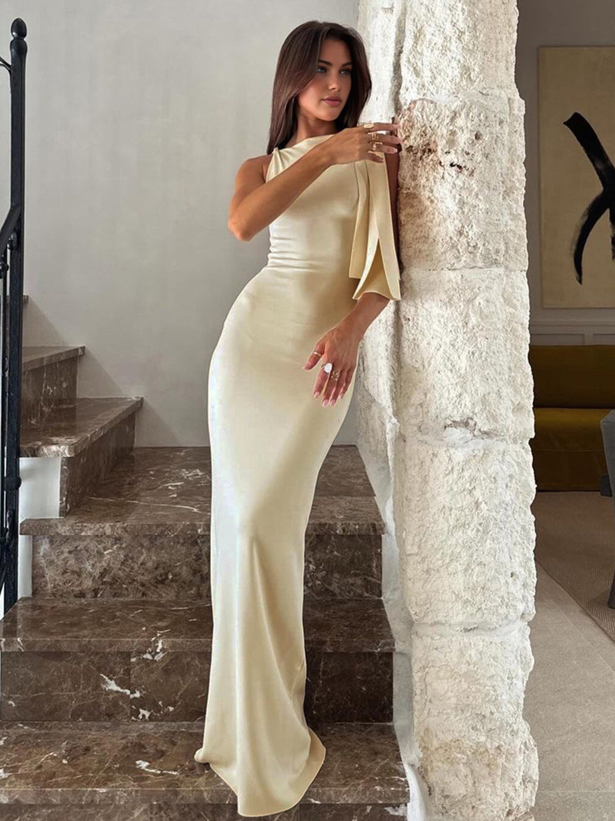 Women's One-Shoulder Maxi Dress