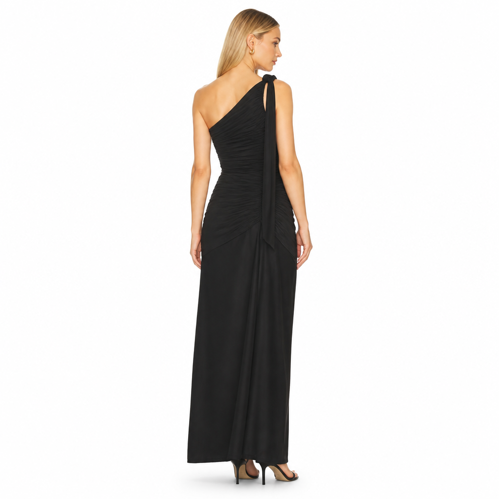 Women's One-Shoulder Ruched Maxi Dress