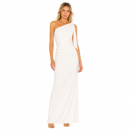 Women's One-Shoulder Ruched Maxi Dress