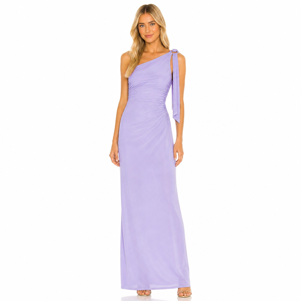 Women's One-Shoulder Ruched Maxi Dress