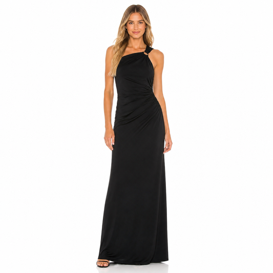 Women's One-Shoulder Ruched Maxi Dress