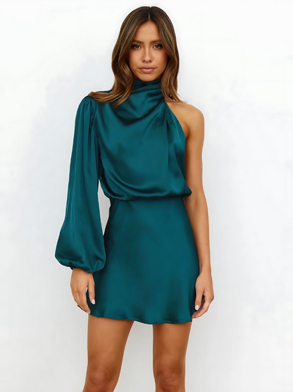 Women's One-Shoulder Satin Cocktail Dress