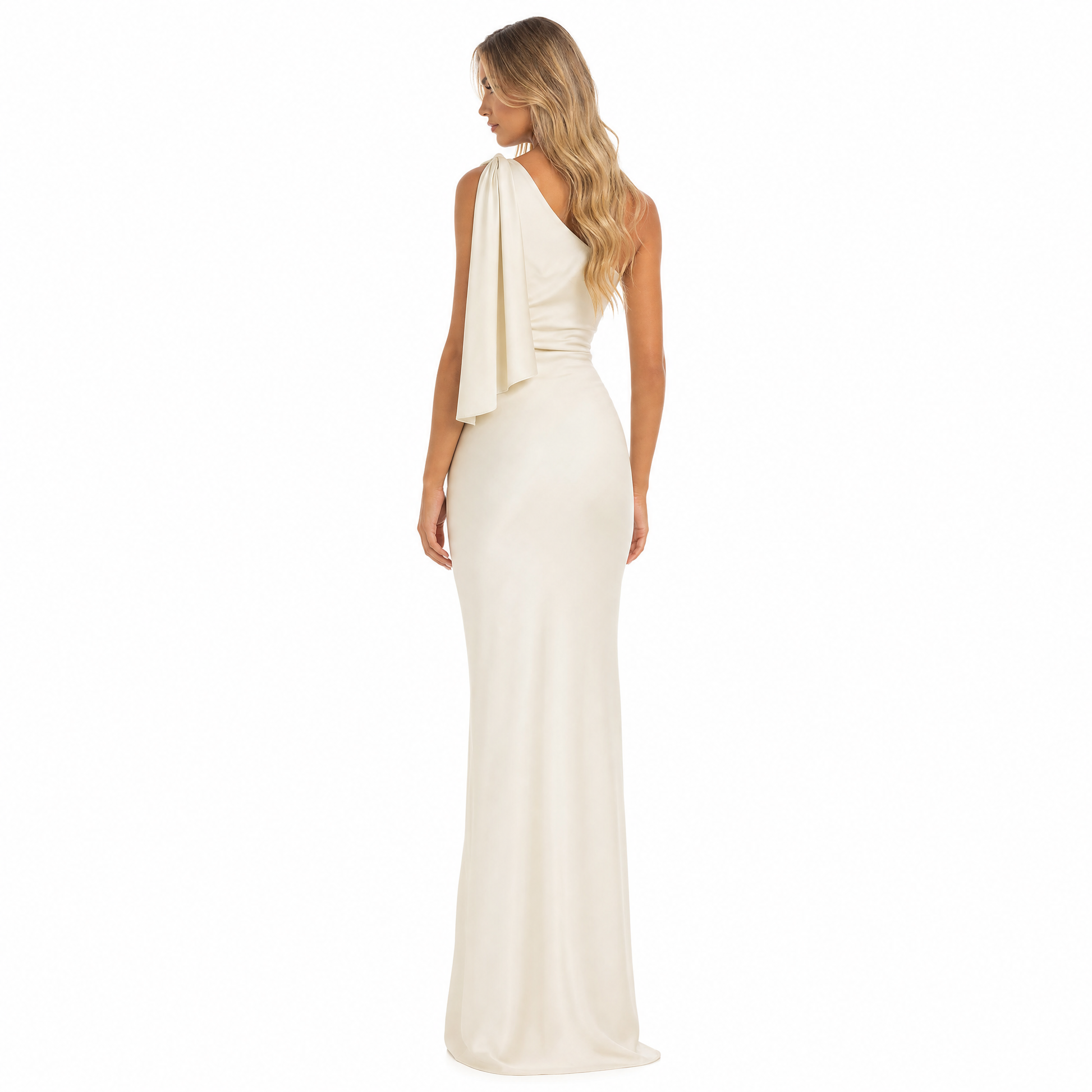Women's One-Shoulder Satin Maxi Dress
