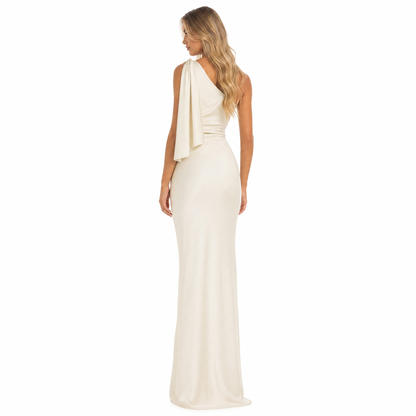 Women's One-Shoulder Satin Maxi Dress