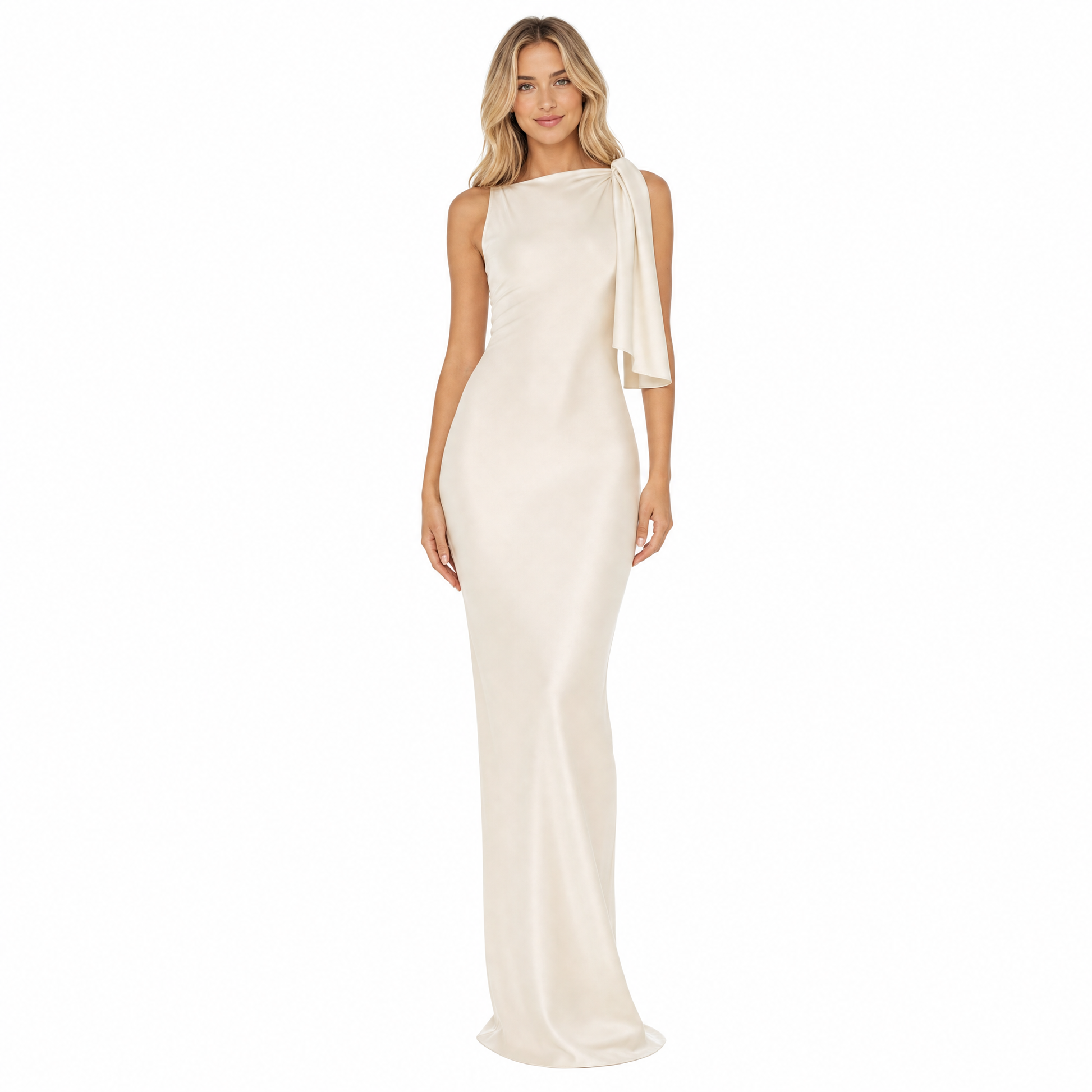 Women's One-Shoulder Satin Maxi Dress