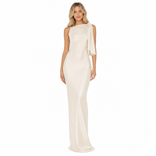Women's One-Shoulder Satin Maxi Dress