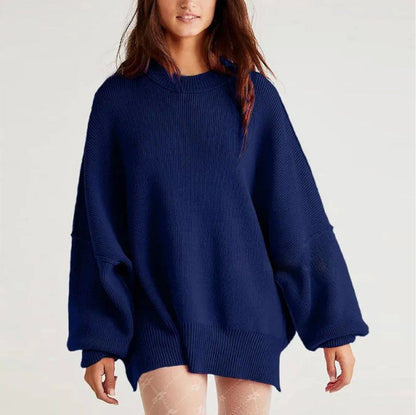 Women's Oversized Knit Sweater with Side Slits
