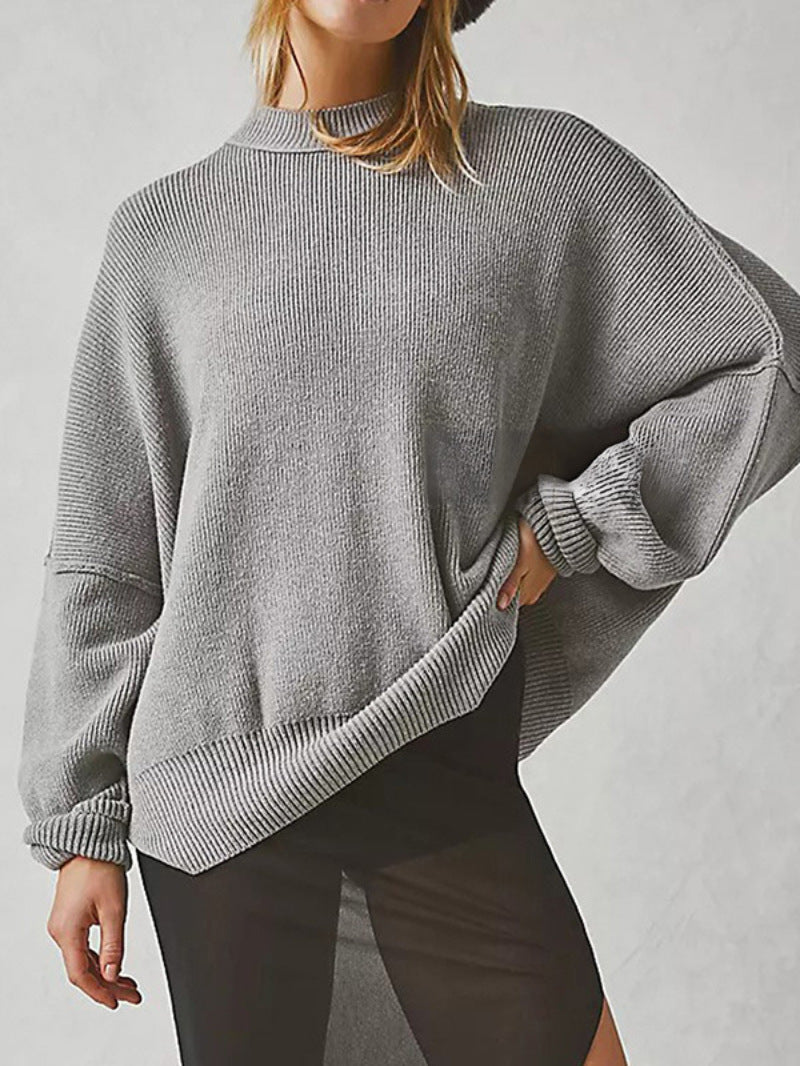 Women's Oversized Knit Sweater with Side Slits