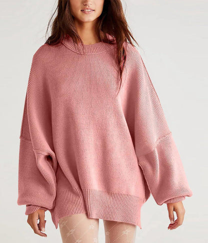 Women's Oversized Knit Sweater with Side Slits