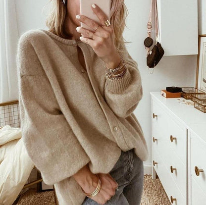 Women's Oversized Knitted Cardigan with Unique Knots