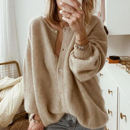 Women's Oversized Knitted Cardigan with Unique Knots