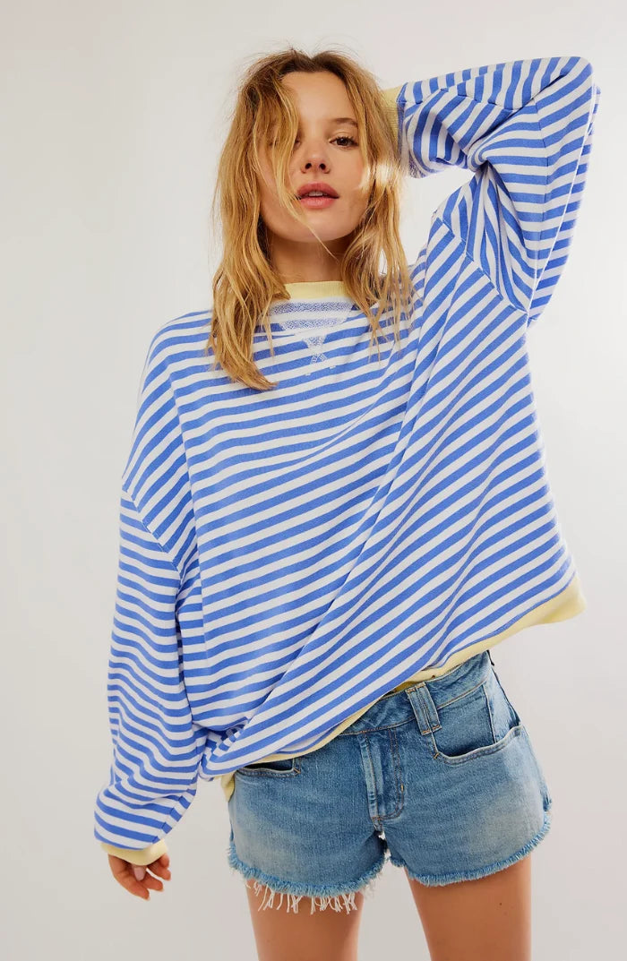 Women's Oversized Striped Sweater with Relaxed Fit