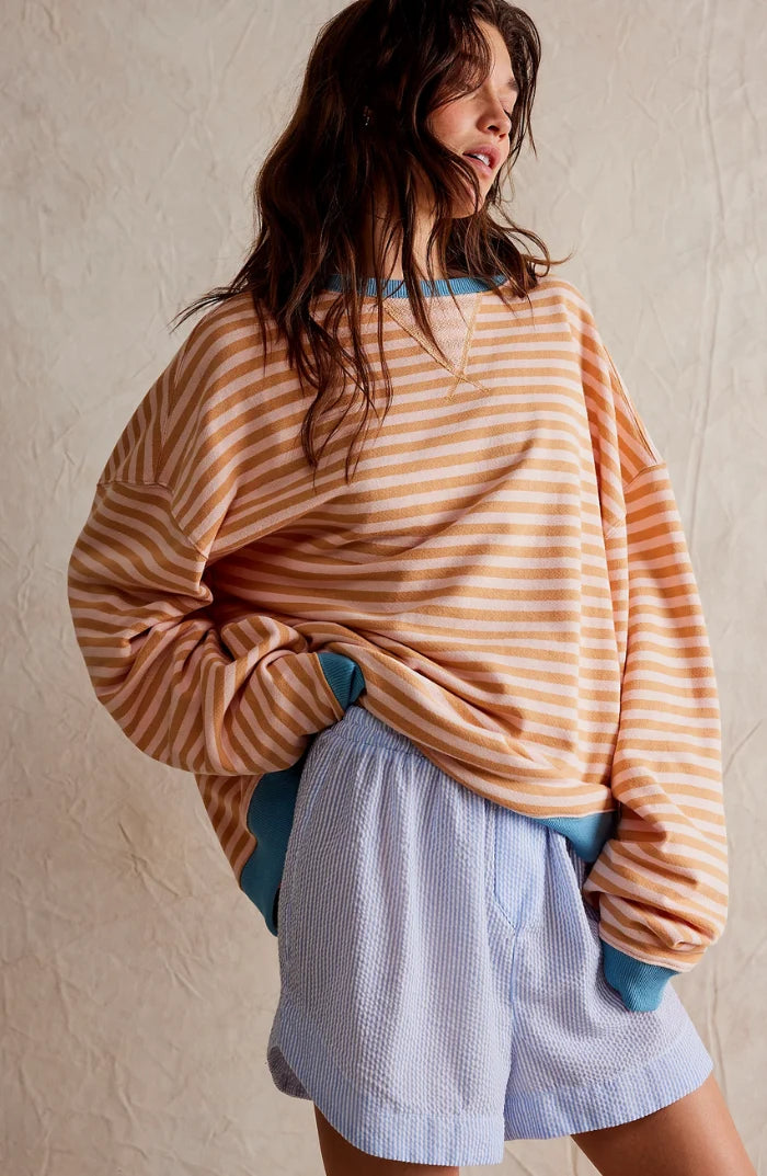 Women's Oversized Striped Sweater with Relaxed Fit