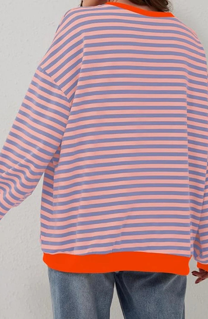Women's Oversized Striped Sweater with Relaxed Fit