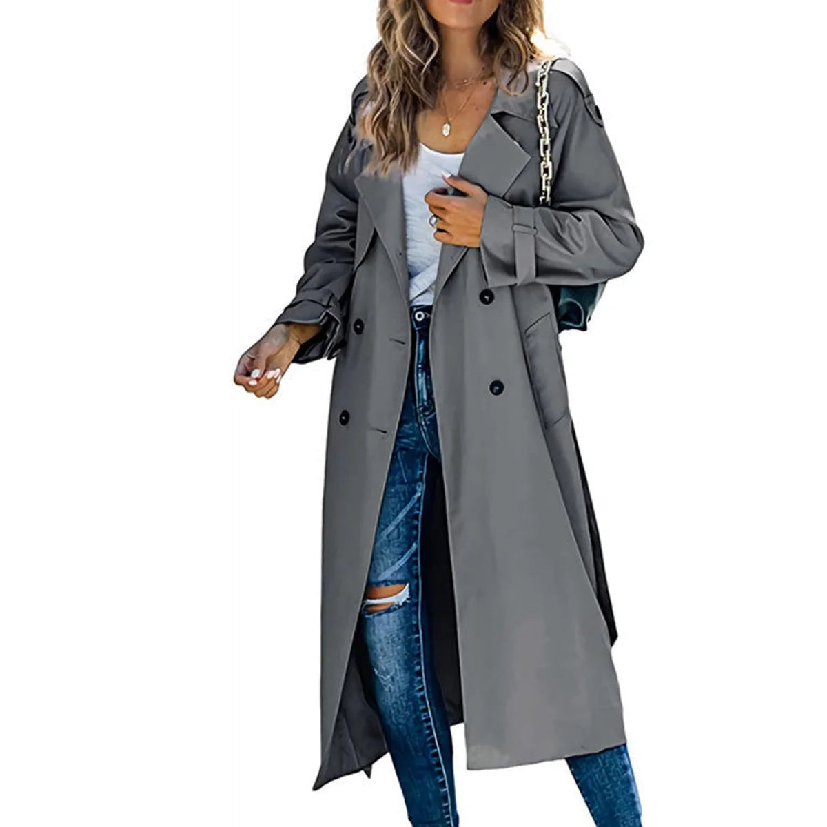 Women's Oversized Trench Coat with Belt