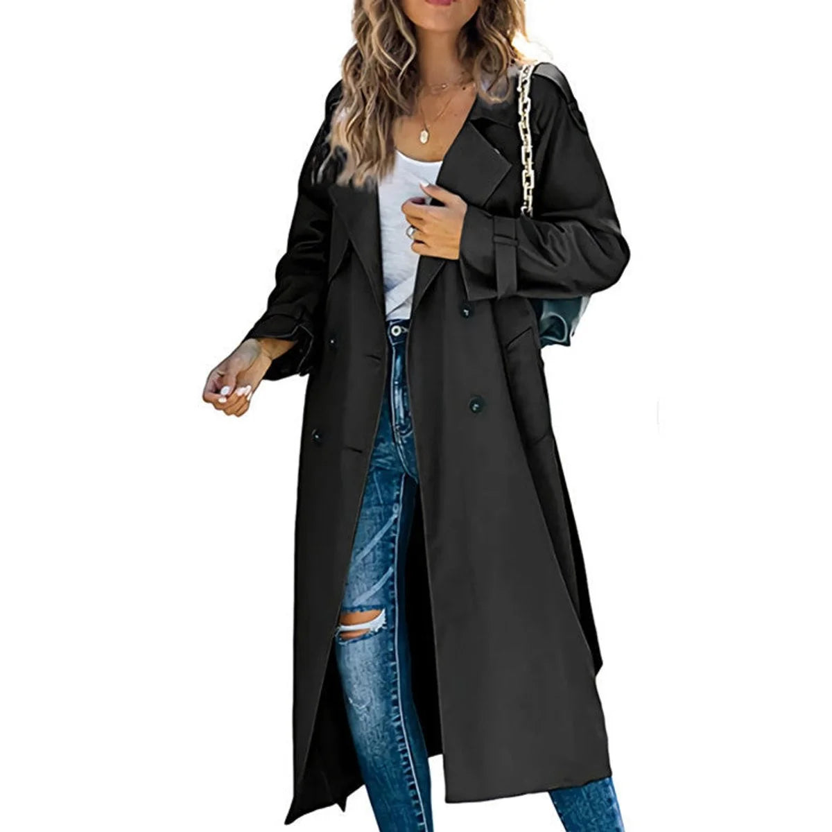 Women's Oversized Trench Coat with Belt