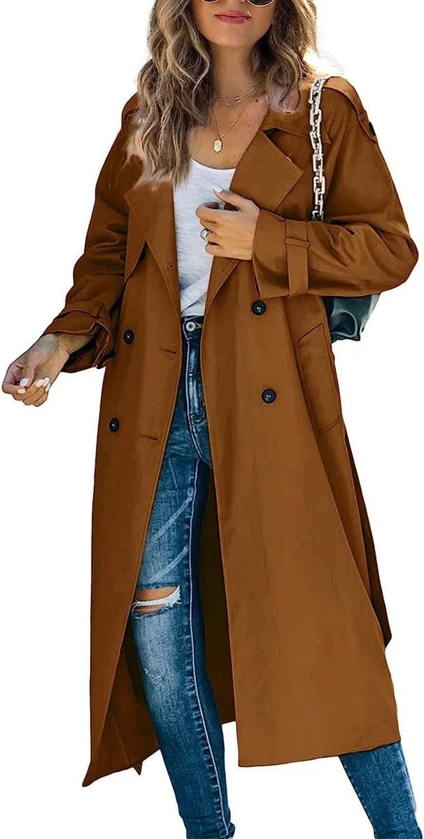 Women's Oversized Trench Coat with Belt